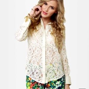 NWOT Lace Button Down Shirt